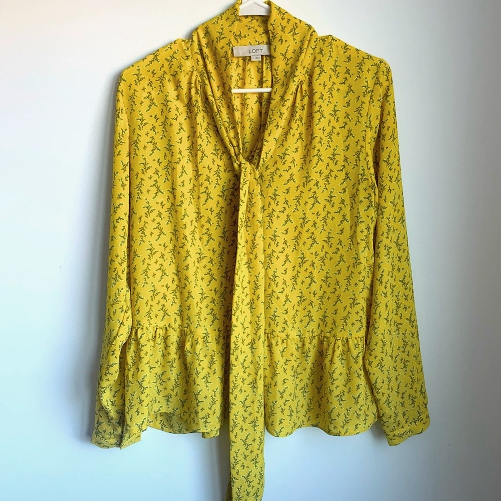 Loft | Yellow Blouse with Tie